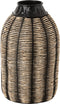 J-Line Vaas Decoratie Touw/Rattan Zwart/Naturel - 56 cm hoog