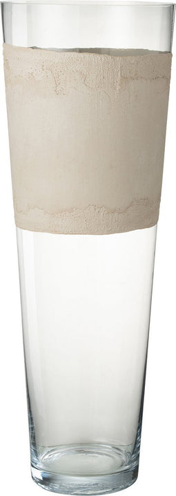 J-Line vaas Delph - glas - transparant/beige - extra large - 70 cm hoog