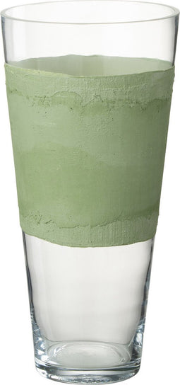 J-Line vaas Delph - glas - transparant/groen - small - 35 cm hoog