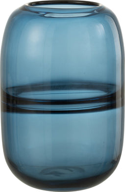 J-Line vaas Dyba - glas - blauw - small - 20 cm hoog