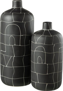 J-Line vaas Fles Japan - keramiek - zwart - large