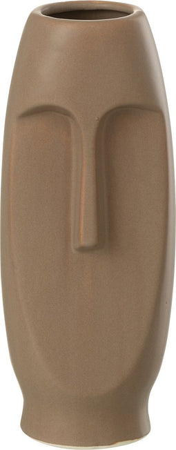 J-Line vaas Gezicht Terracotta - keramiek - bruin - small