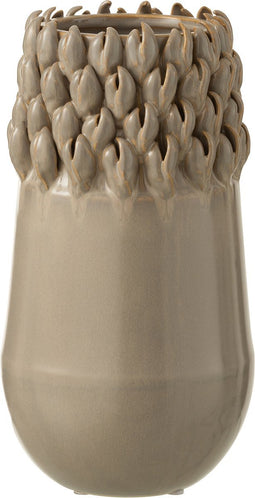 J-Line vaas Ibiza - keramiek - grijs - small - 26.00 cm hoog