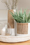 J-Line vaas Ibiza Rond - keramiek - wit/bruin - small - 29.00 cm hoog