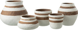 J-Line vaas Kenia - keramiek - wit/bruin - small
