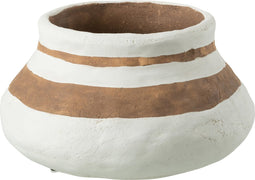 J-Line vaas Kenia Laag - keramiek - wit/bruin - small
