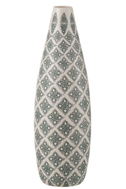 J-Line Vaas Kousa Porselein Blauw/Wit