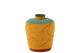 J-Line Vaas Large Strepen+Curves Zeegras Geel/Blauw