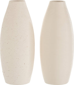 J-Line vaas Lia - keramiek - wit - 2 stuks - 28.00 cm hoog