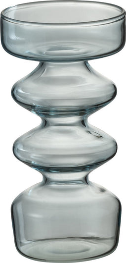 J-Line vaas Luna - glas - blauw - small - 14 cm hoog