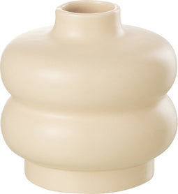 J-Line vaas Macaron Dolomiet - keramiek - geel - Ø 13.5 cm