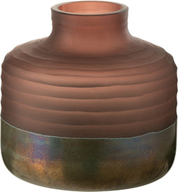 J-Line vaas Mat/Blinkend - glas - roze - small - Ø 22 cm