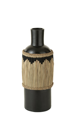 J-Line Vaas Motief Terracotta/Gras Zwart/Naturel