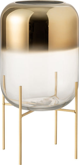 J-Line vaas Oceanne - glas - goud/transparant - large
