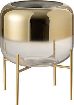 J-Line vaas Oceanne - glas - goud/transparant - small