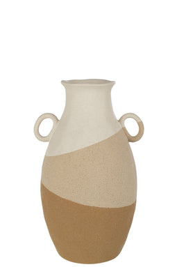 J-Line Vaas Oor Keramiek Beige/Lichtbruin Large