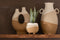 J-Line Vaas Oor Keramiek Beige/Lichtbruin Large