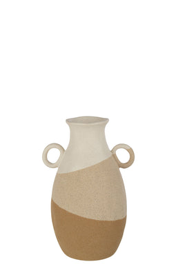 J-Line Vaas Oor Keramiek Beige/Lichtbruin Medium
