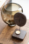 J-Line Vaas Op Voet Rond Glas Donkerbruin Small