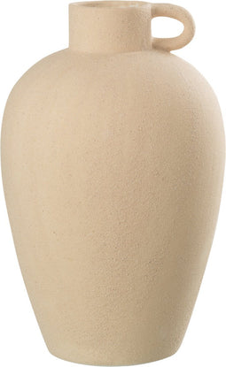J-Line Vaas Ovaal Handvat Porselein Beige - Bloemenvaas 30.00 cm hoog