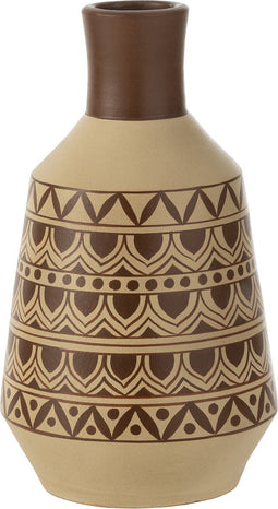 J-Line vaas Patroon Vormen - keramiek - wit/bruin
