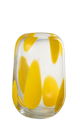 J-Line vaas Pop Art Vlekken - glas - geel - large