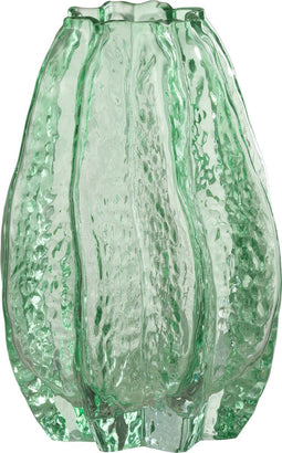 J-Line vaas Ribbels - glas - aqua - small - 20 cm hoog