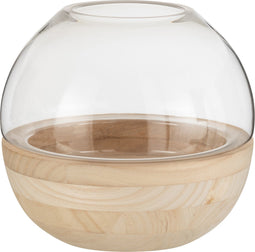 J-Line vaas Rond - hout/glas - lichtbruin - 22.50 cm hoog