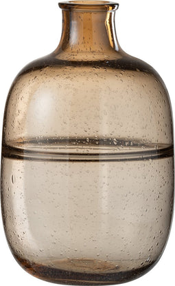 J-Line vaas Rond Ribbel - glas - amber - large - 35 cm hoog