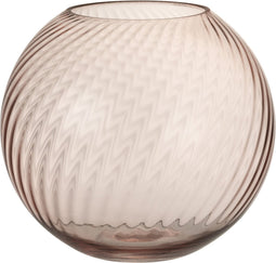 J-Line vaas Rond Ribbels - glas - roze - small - 18.00 cm hoog