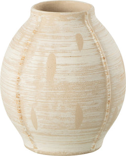 J-Line vaas Rond Steengoed - keramiek - beige - small - Ø 17.5 cm