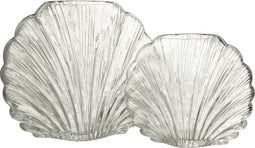 J-Line vaas Schelp - glas - transparant - large - 21 cm hoog