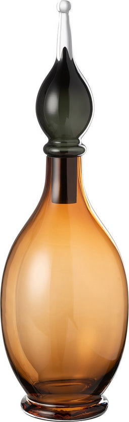 J-Line vaas + stop flesje deco joey glas bruin large