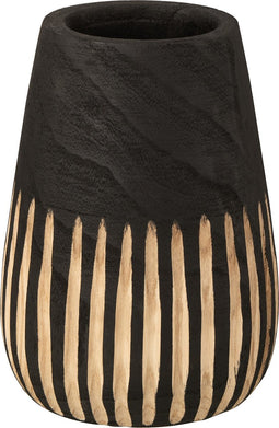 J-Line Vaas Strepen Paulownia Zwart/Naturel