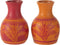 J-Line vaas Takken + Lijnen - keramiek - oranje/roze - 2 stuks - 32 cm hoog