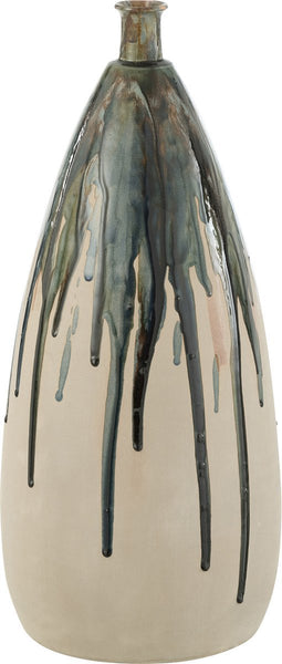 J-Line vaas Verf - keramiek - naturel/groen - small - 51 cm hoog