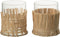 J-Line vaas Vlecht - glas/raffia - transparant - small - 2 stuks