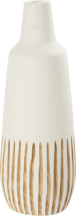 J-Line vaas Ying - hout - wit - large - 56.00 cm hoog