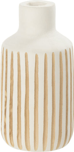 J-Line vaas Ying - hout - wit - small - 33.00 cm hoog