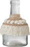 J-Line Vaasje Schelpen Glas Textiel Ecru/Jute Medium - Bloemenvaas 15.50 cm hoog
