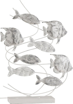 J-Line Vissen Op Voet Koraal Metaal Zilver