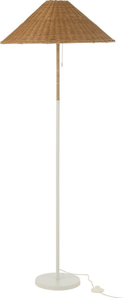 J-Line vloerlamp - metaal/rotan - wit/naturel