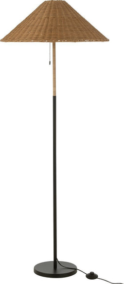 J-Line vloerlamp - metaal/rotan - zwart/naturel