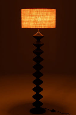 J-Line vloerlamp rups - populierenhout - zwart/naturel