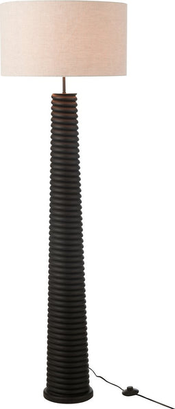 J-Line vloerlamp schroefdraad ailanthus - hout - zwart/grijs