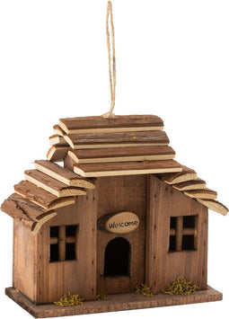 J-Line vogelhuisje Welcome - hout - bruin