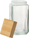 J-Line voorraadpot Brad - glas/bamboe - transparant/naturel - extra large