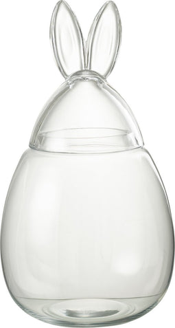 J-Line voorraadpot Konijn - glas - transparant - large - paasdecoratie
