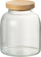 J-Line voorraadpot Tom - glas/bamboe - transparant/naturel - small