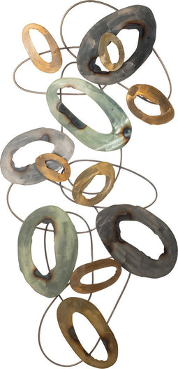 J-Line Wanddeco Ovalen Strepen Metaal Bruin/Groen Large